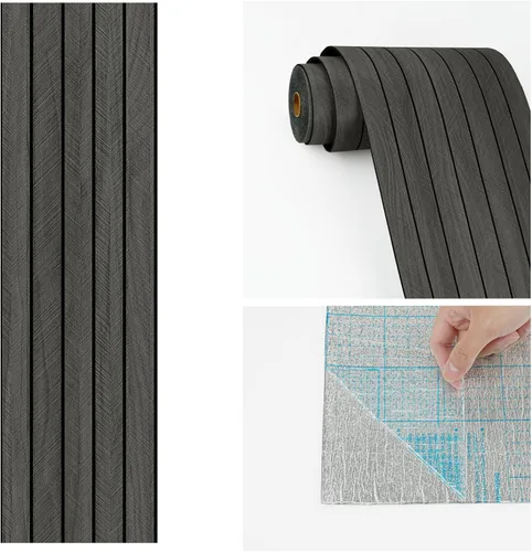 Vista 9 de Wallercity Paneles de madera 3D gris/negro para paredes, paneles de pared de listones de madera autoadhesivos para dormitorio, baño, panel de pared