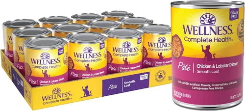Vista 15 de Wellness Complete Health - Alimento húmedo en paté para gatos adultos, natural, rico en proteínas, sin granos, 12.5 onzas, paquete de 12