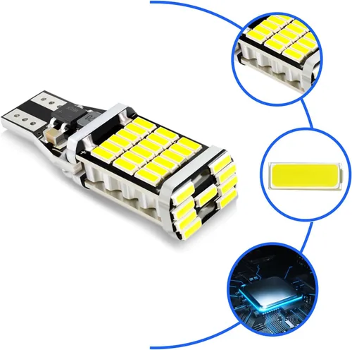 Vista 5 de Paquete de 4 Luces LED de Reversa, Bombillas de Luz de Reversa con Chipsets T15 4014 45SMD, Luces de Freno Parada Carga Reversa Canbus Libre