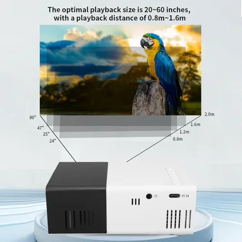 Vista 7 de Mini proyector, proyector de video de cine en casa HD 1080P, 100ANSI 6000LM, corrección trapezoidal automática, espejo de pantalla, compatible