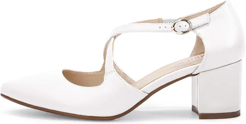 Vista 4 de IDIFU Lynn - Vestido de tacón bajo para mujer, con puntera cerrada, tacón grueso, correa cruzada, boda, fiesta, oficina, zapatos, 5