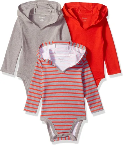 Vista 11 de Hanes Body de manga larga para bebé, sudadera con capucha para niños y niñas, paquete de 3