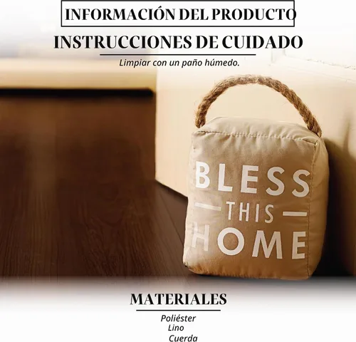 Vista 2 de Pavilion Gift Company 72151 Bless This Home - Tope para puerta, 5 x 6 pulgadas, gris, bronceado, beige y blanco