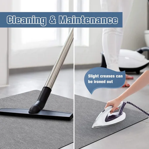Vista 6 de Tapete de pana para suelo de madera dura, 55 x 35 pulgadas, tapete para silla de oficina, silla de escritorio, silla rodante, respaldo Pana Gris