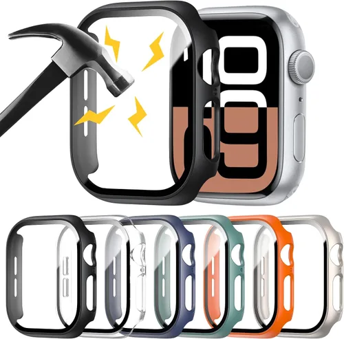 Vista 7 de Juego de 6 fundas para Apple Watch 40 mm SE 2 (2024) Series 6, Series 5, Series 4 con protector de pantalla de vidrio templado, funda protectora