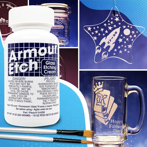 Vista 6 de Armour Etch - Paquete de crema para grabado de vidrio de 10 onzas