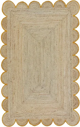 Vista 14 de Alfombra festoneada de yute natural, borde negro, 2 x 3 pies