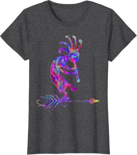 Vista 6 de Native American Kokopelli With Feather 2 - Camiseta Fan Fun, Negro, S