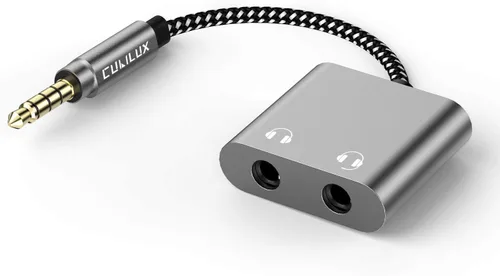 Vista 10 de Cubilux divisor de auriculares de 3,5 mm a doble conector de audio compatible con MacBook iPad iPod, Smartphone, computadora, portátil, tableta, 2