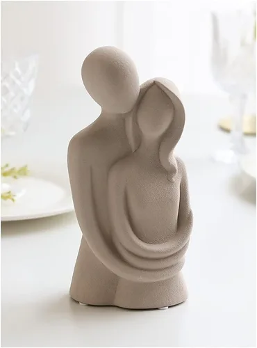 Vista 4 de HYFAN Estatua de amor abrazando pareja cerámica decoración romántica adorno figura regalo escultura significativa para dormitorio, hogar, oficina