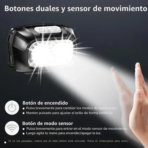 Vista 5 de Blukar - Linterna frontal LED recargable, 2000 L, súper brillante