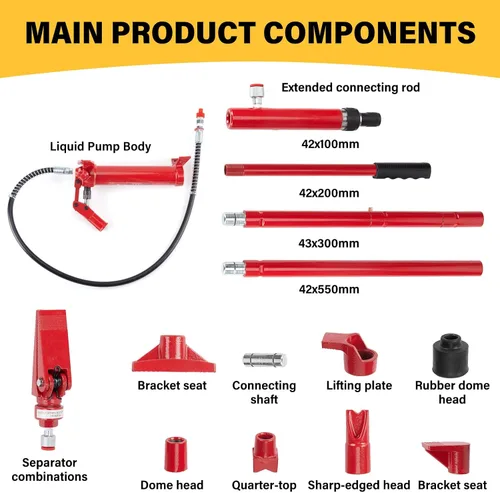 Vista 2 de Kit portátil de reparación de auto con gato hidráulico para levantar toneladas, pesado
