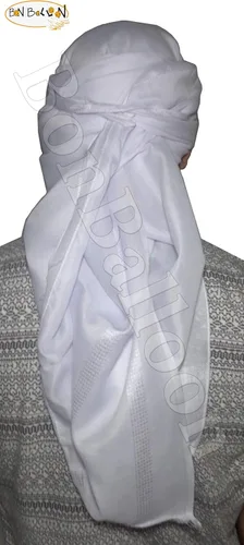 Vista 7 de bonballoon Turbante blanco Imama Pagri tela musulmán islámico algodón Salah Slalat Safa Sunnah Arafat bufanda árabe Keffiyeh Kafiya Wrap Head