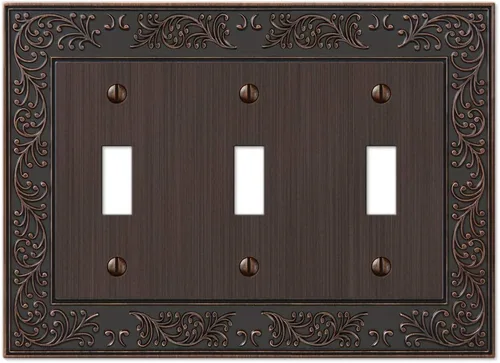 Vista 8 de Amerelle 43RVB - Placa de pared English Garden con 1 interruptor de palanca, metal fundido, color bronce envejecido, 1 paquete