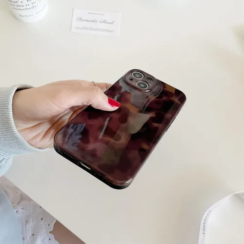 Vista 4 de Bonita funda de teléfono para iPhone 11, estampado de leopardo y guepardo Amber Tortoiseshell Pattern,Full Camera Protective,Slim Shockproof