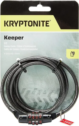 Vista 4 de Kryptonite Keeper 512 - Cerradura combinada para bicicleta, cable de acero trenzado de 0.157 x 0.197 in, bloqueo de cable de seguridad antirrobo