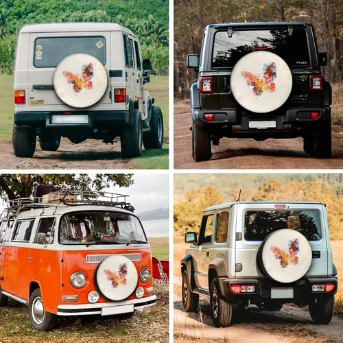 Vista 3 de Cubiertas de neumáticos de repuesto para remolque de caravana, diseño abstracto, mariposa, resistente a la intemperie, a prueba de polvo