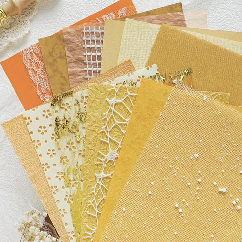 Vista 14 de Aromoty 20 piezas de papel artesanal para álbum de recortes, papel texturizado para manualidades, papel Morandi A5 en malla, tela de morera, mezcla