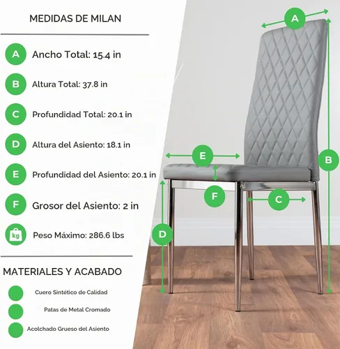 Vista 9 de Furniturebox UK Enna - Mesa de comedor extensible de cristal blanco y 6 sillas Milan (6 sillas capuchino)