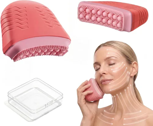 Vista 10 de Silicone Lymphatic Contour Face Brush, Face Brush for Lymphatic Drainage Almond