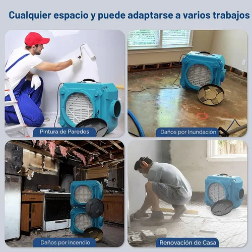 Vista 9 de ALORAIR Depurador de aire con filtración de 3 etapas, máquina de aire negativo apilable para uso industrial y comercial, filtro de aire resistente