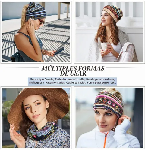 Vista 3 de SATINIOR 5 Piezas Gorro Holgado para Mujer Gorro de Quimioterapia Elástico Envolturas para Cabeza de Cáncer Pañuelo para Cabeza para Dormir