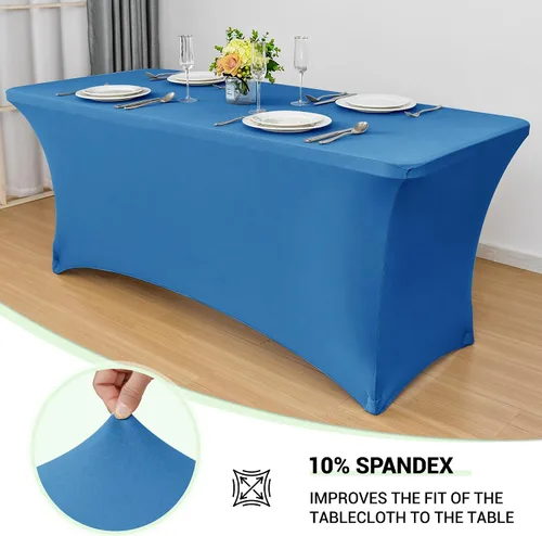 Vista 2 de Obstal Paquete de 6 Fundas de Mesa Elásticas de Spandex para Mesas de 6 Pies - Mantel Rectangular Universal Ajustado de 6 Pies Protector para Bodas