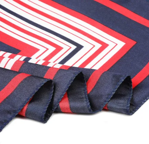 Vista 4 de Allegra K Lady Dark Blue Red White Stripe Print Kerchief Square Neck Scarf Wrap