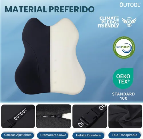 Vista 7 de QUTOOL Almohada de Soporte Lumbar para Automóvil, Accesorios de Camión Elementos Esenciales de Viaje, Cojín de Espuma con Memoria para Asiento