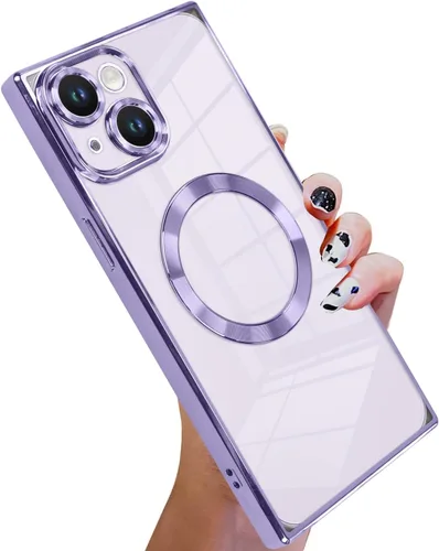 Vista 25 de KANGHAR Funda diseñada para iPhone 12 Pro Magnética Transparente con Protector de Lente de Cámara [Compatible con MagSafe] Diseño de Placado