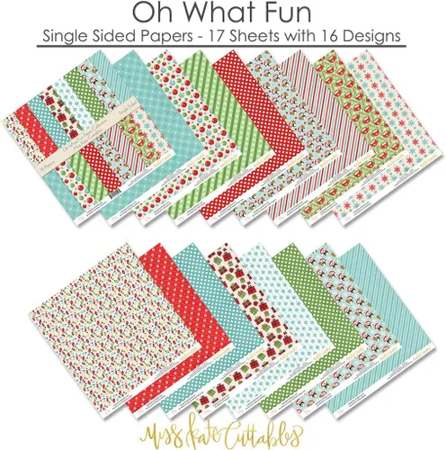 Vista 6 de Paquete de papel con patrón – Oh What Fun – Scrapbook Premium Specialty Paper de una cara de 12 x 12 pulgadas, colección incluye 16 hojas – por Miss