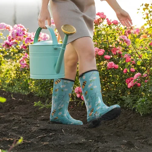 Vista 5 de HISEA - Botas impermeables de mujer para la lluvia botas de jardín a media pantorrilla para mujer