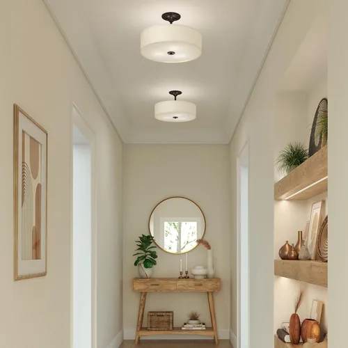 Vista 8 de Progress Lighting Inspire - Luz semiempotrada de 18" con 3 luces, grafito Grafito con pantalla de lino de verano