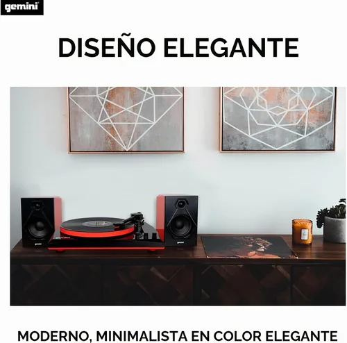 Vista 4 de Gemini Sound TT-900 - Elegante tocadiscos de 3 velocidades con Bluetooth inalámbrico, control de tono y potentes altavoces de 50 W (rojo)