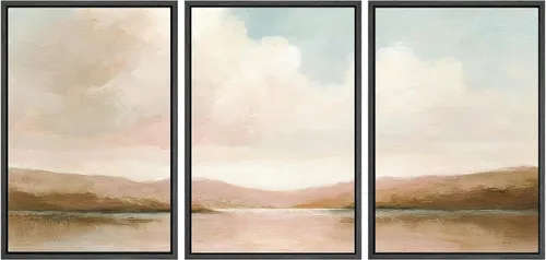 Vista 47 de SIGNWIN Lienzo enmarcado para pared, juego de arte de campos pastorales, flores silvestres, campo rústico, paisaje, floral, ilustraciones modernas