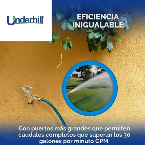 Vista 5 de Underhill - Divisor de manguera Y de jardín de 2 vías, resistente, conector de grifo de bib de alta capacidad con válvulas de cierre de agua, metal