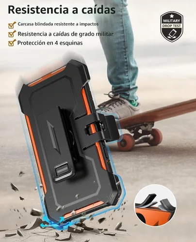 Vista 5 de Funda para Teléfono iPhone 13/14/15: Funda Protectora para iPhone 16e con Clip para Cinturón y Funda Diseño Duradero de Doble Capa con Soporte
