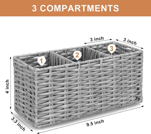 Vista 4 de Ayiaren Organizador de cubiertos de plástico gris para cubiertos, organizador de utensilios pequeños para encimera de cocina, fiesta, cubiertos