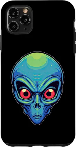 Vista 25 de iPhone 13 Pro Max Alien Face UFO Alien Head Funny Alien Case