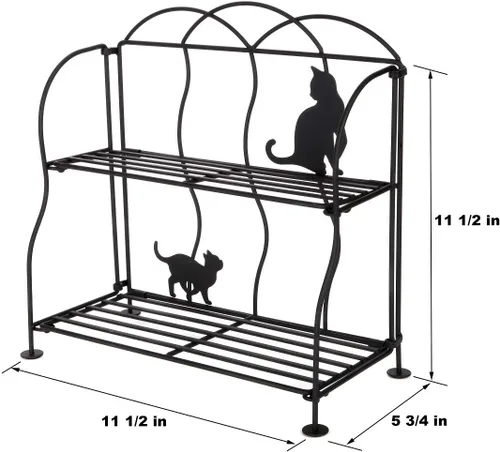 Vista 3 de Lily's Home Cat Lovers - Estante de alambre de metal negro para encimera, ideal para artículos del hogar, organizador de cocina, almacenamiento