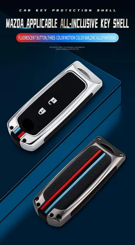 Vista 2 de ontto Funda para llave de coche con llavero para Mazda 2 3 5 6 8 CX3 CX5 CX7 CX9, Negro