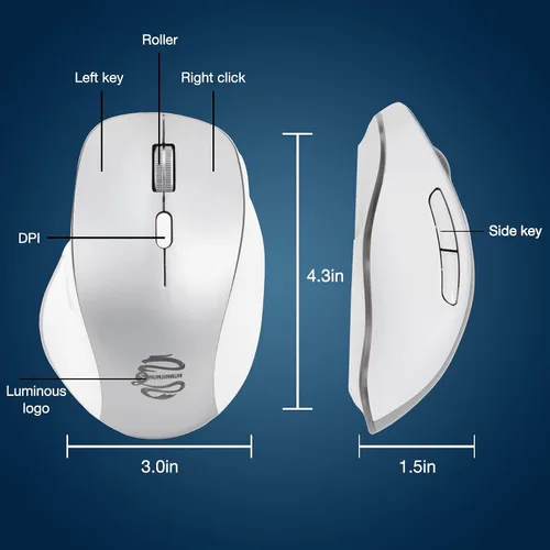 Vista 6 de SHUNJINRUN Mouse Bluetooth mouse inalámbrico recargable para computadora 3 modos BT50BT30USB ratones inalámbricos silenciosos para laptop Surface