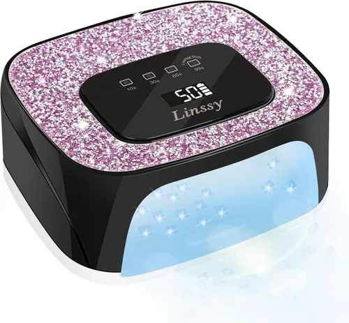 Vista 8 de Linssy - Lámpara de uñas recargable UV LED, lámpara de gel de uñas inalámbrica portátil Gel Nail Dryer Light 4 Timings & Diamond LCD Screen with