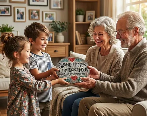 Vista 4 de Piedras para exteriores o jardín, regalos para abuela y abuelo, regalos para la abuela (regalo del día de los abuelos, nietos de bienvenida a casa)