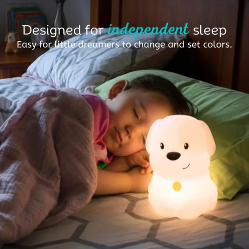 Vista 6 de Lumipets Pepper The Puppy Dog - Luz nocturna de silicona blanda para niños Bonita luz nocturna con control remoto y control táctil