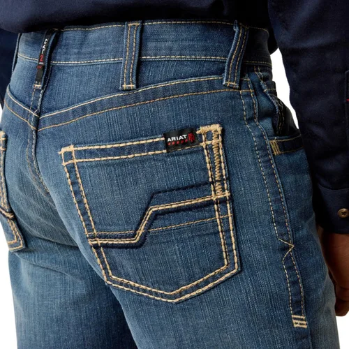 Vista 3 de Ariat FR M5 Slim DuraStretch - Jeans apilables de pierna recta, mezclilla para hombre, Azul
