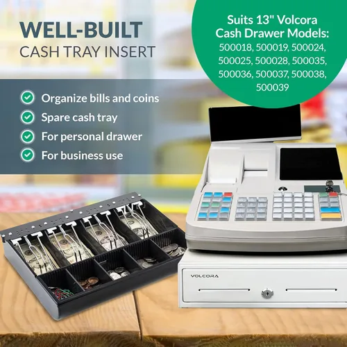 Vista 3 de Volcora Bandeja para cajones de efectivo – 11.7 x 10.3 x 2.3 pulgadas – Bandeja de repuesto de 4 billetes / 5 monedas – Cajones totalmente