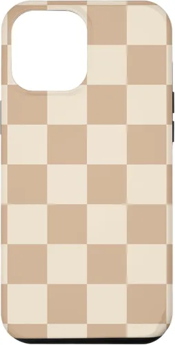 Vista 52 de Funda de tablero de ajedrez marrón beige claro para iPhone 14 Pro
