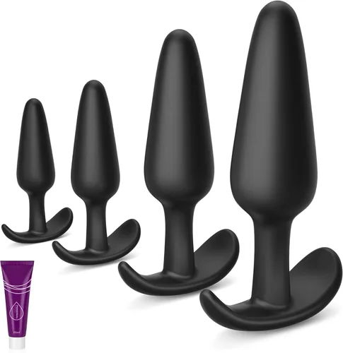 Vista 9 de Juego de enchufe anal para principiantes, 4 formas de silicona para los glúteos, juguete sexual para entrenamiento anal, juguete sexual para adultos