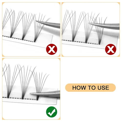 Vista 57 de QUEWEL Extensiones de Pestañas Prehechas en Ventilador, Extensiones de Pestañas Prehechas 3D de 0.07mm de Grosor, Rizado C, 8mm de Volumen